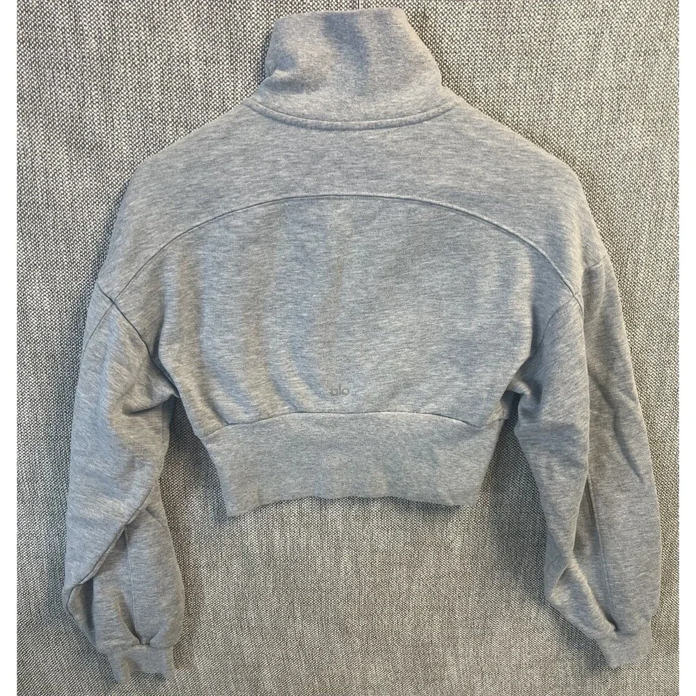 Alo Yoga Quarter Zip Sweatshirt Womens XS Grey Cropped Mock Neck Pullover